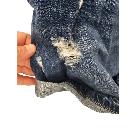 Indigo Blue Distressed Denim Overalls Womens Size Large L - Picture 3 of 8